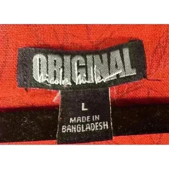 Nicole Miller Original V-Neck Linen Blend Shift Dress Palm Tree Classic Size L - Picture 2 of 7